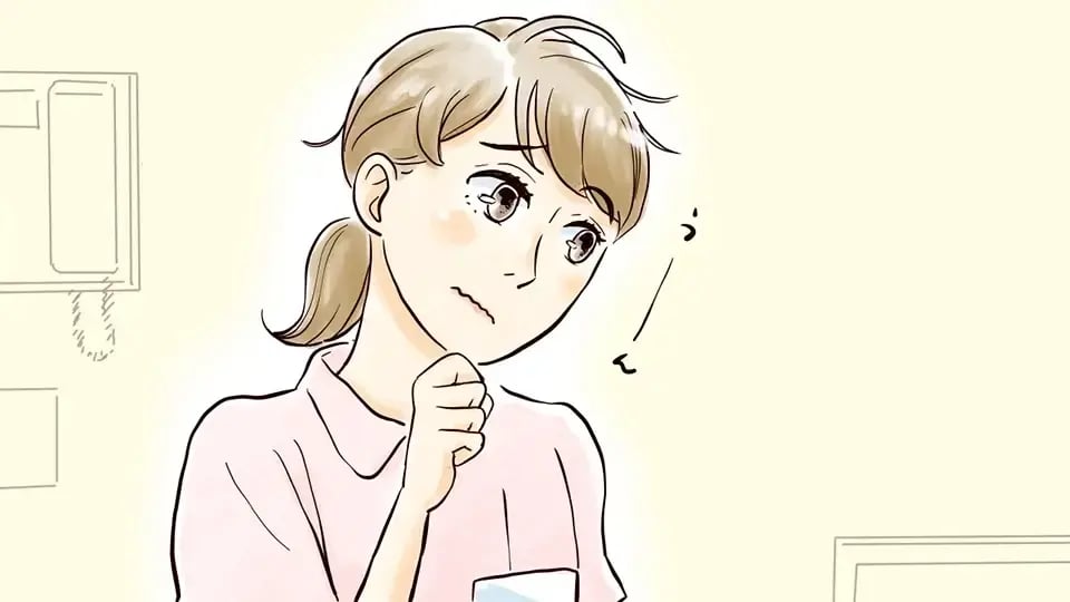 「うーーん」と考えている女性