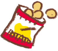 イラスト：ポテトチップス 1袋90gあたり