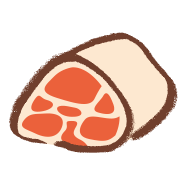 イラスト：豚肩脂身付き 100gあたり