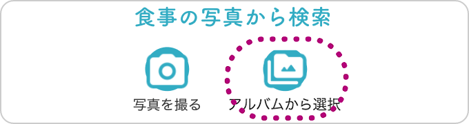 食事の写真から検索(「アルバムから選択」を選択)